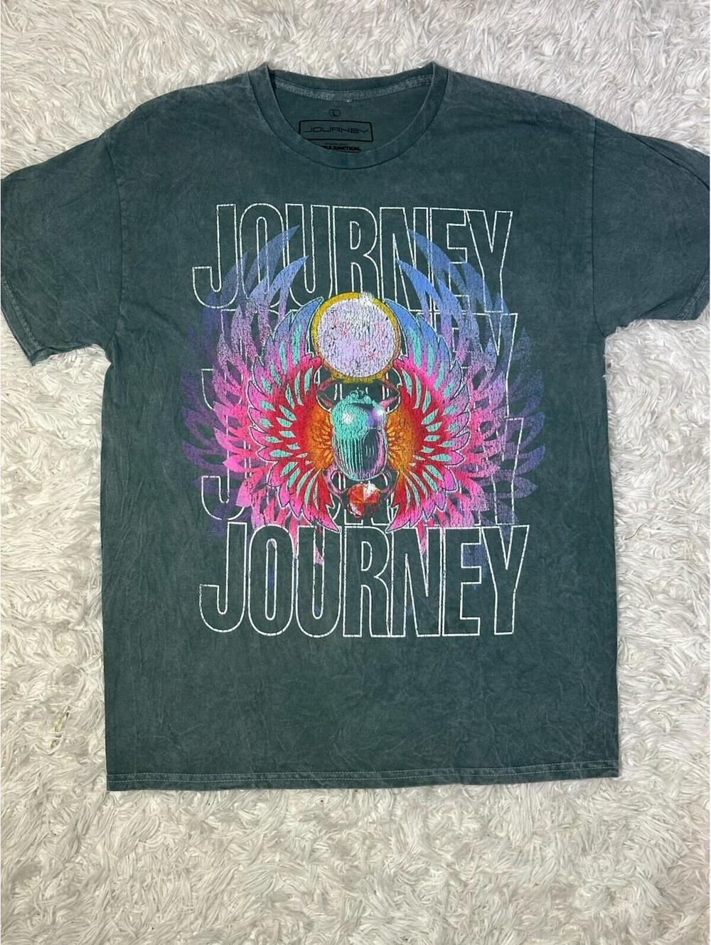 Journey Dual Graphic Band Tour 1983 Frontiers T-Shirt Gray Size L